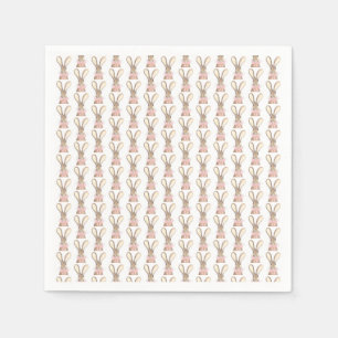 Preppy Little Rosa Bow Baby Shower Girl Rabbit Pappersservett