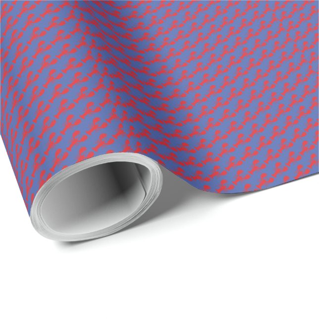 Preppy Lobster Mönster Red Blue Maine Kusten Rolig Presentpapper (Rullad Hörn)