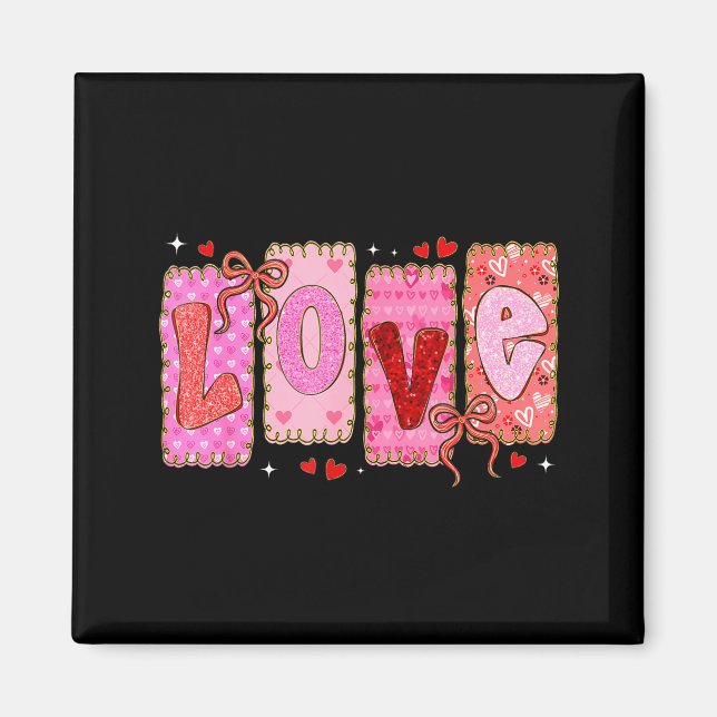 Preppy Love Valentine Nk Coquette Bow Girl Women K Magnet (Framsidan)