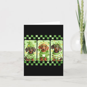 Preppy Lucky Dachshund Hund Irländsk Shamrock St Kort