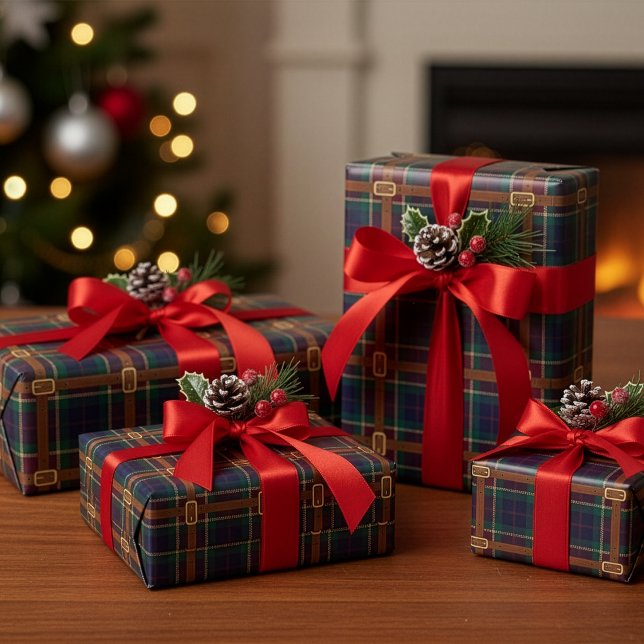 Preppy Lux Christmas Plaid Presentpapper (Skapare uppladdad)