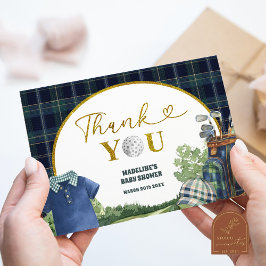 Preppy Luxury Golf Baby Shower Thank You Card Tilläggskort