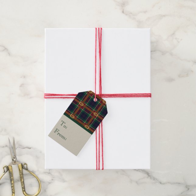 Preppy Lyx jul rutmönster Presentetikett (Med Snöre)