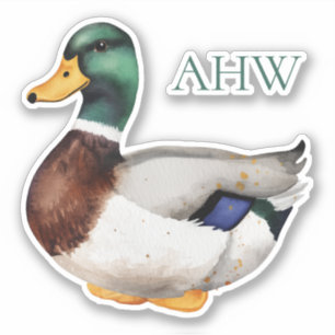 Preppy Mallard Anka Monogram Klistermärken