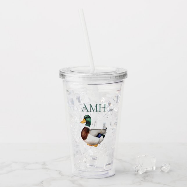 Preppy Mallard Anka Monogram Take Away Mugg (Framsida Ice)