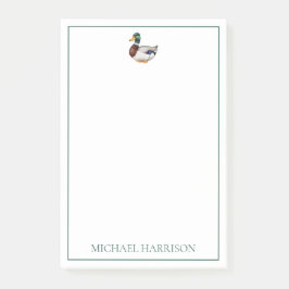 Preppy Mallard Duck Personalized Post-it Block