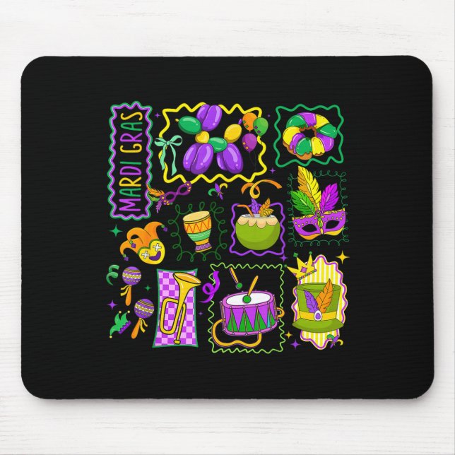 Preppy Mardi Gras Jester Hat Mask King Cake Carniv Musmatta (Framsidan)