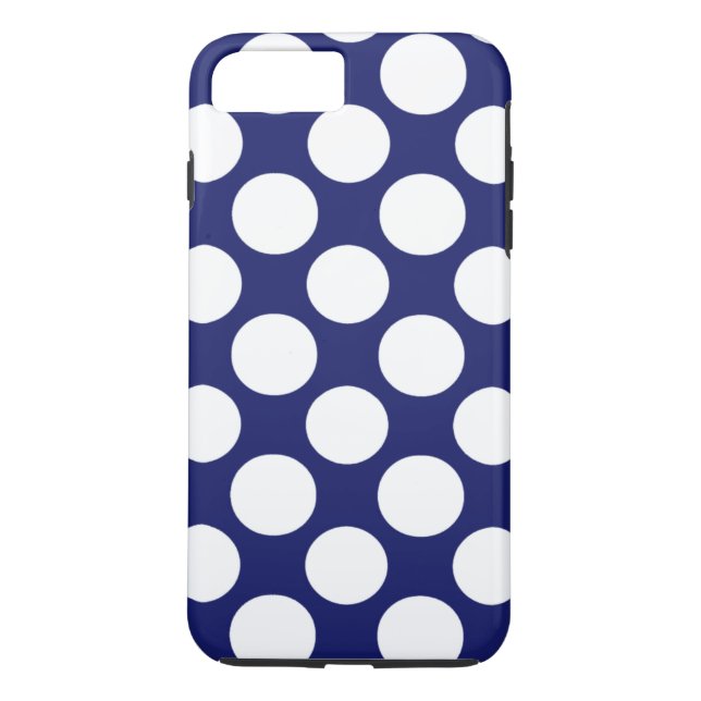 Preppy marinblått vitpolka dotsmönster Case-Mate iPhone skal (Baksida)