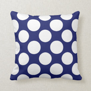 Preppy marinblått vitpolka dotsmönster kudde