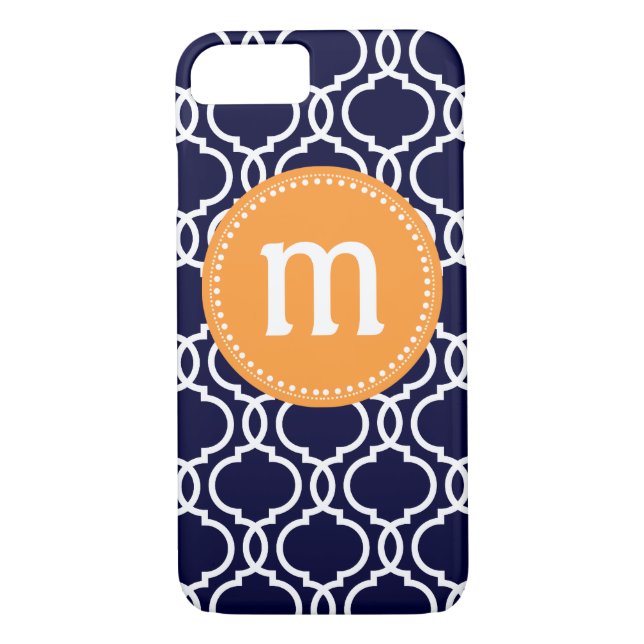 Preppy marockansk beställnings- Monogram i marin & Case-Mate iPhone Skal (Baksida)