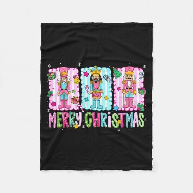 Preppy Merry Christmas Cute Nk Nutcracker Girl Wom Fleecefilt (Framsidan)