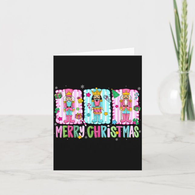 Preppy Merry Christmas Cute Nk Nutcracker Girl Wom Kort (Framsida)