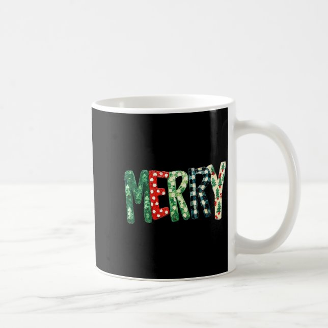Preppy Merry,christmas Funny Froral Checkered Gift Kaffemugg (Höger)