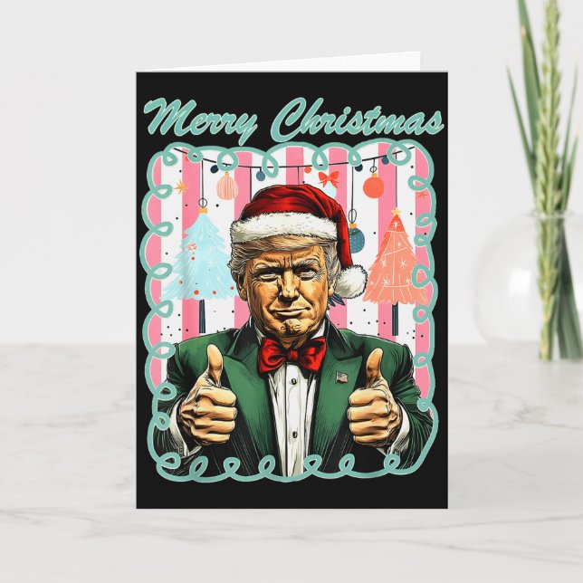 Preppy Merry Christmas Trump 2025 Xmas Make Xmas G Kort (Framsida)