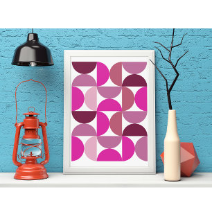 Preppy Mid Century Modern Abstrakt Rosa Aestthetic Poster