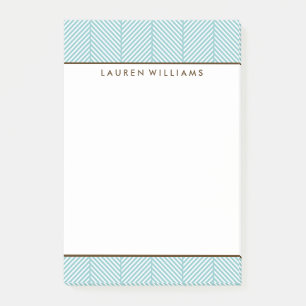 Preppy Mint Grönt Herringbone Mönster Post-it Block