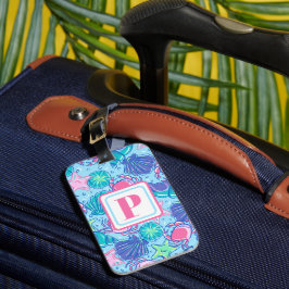 Preppy Monogram Beach Snäcka Crab Bagagebricka