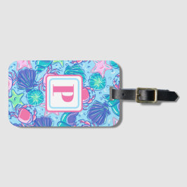 Preppy Monogram Beach Snäcka Crab Bagagebricka