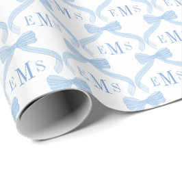Preppy Monogram Blåa Slingor Baby Pojke Presentpapper