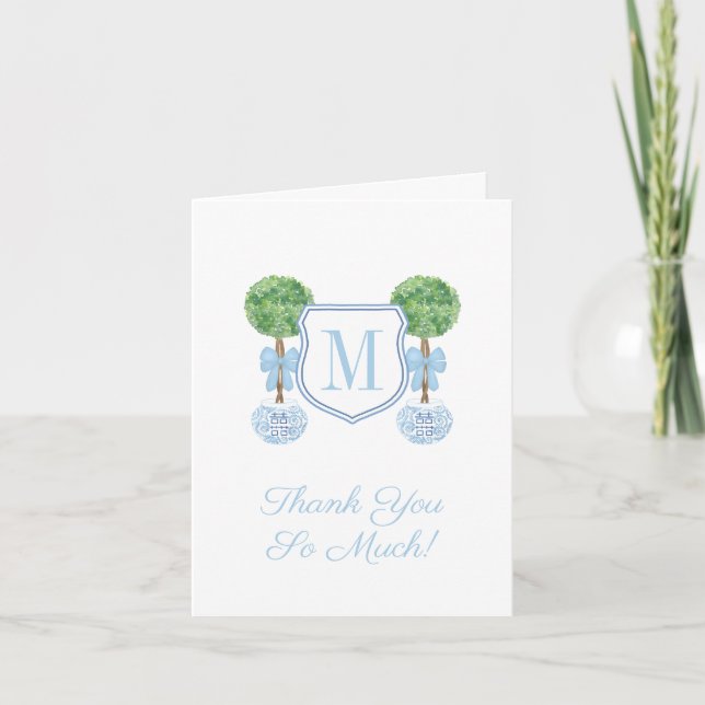 Preppy Monogram Blek Blue Boy Baby Shower Party Tack Kort (Framsida)