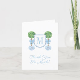 Preppy Monogram Blek Blue Boy Baby Shower Party Tack Kort