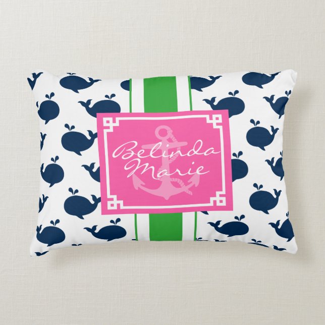 Preppy Monogram för valmönsterpersonlig Prydnadskudde (Framsidan)