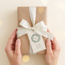Preppy Monogram Gift Märkre med Sage Grönt WAN