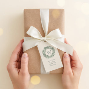 Preppy Monogram Gift Märkre med Sage Grönt WAN Presentetikett