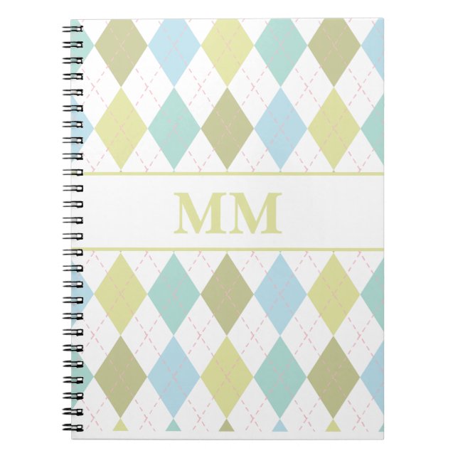 Preppy Monogram Initial Anteckningsbok (Framsidan)