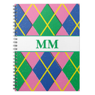 Preppy Monogram Initial Anteckningsbok