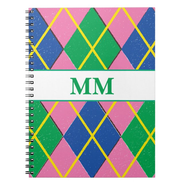 Preppy Monogram Initial Anteckningsbok (Framsidan)