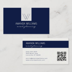 Preppy Monogram Marinblå och Krämfärgade Professio Visitkort