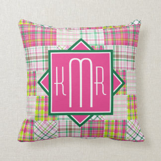 Preppy Monogram | Rosa och Grönt Pälle Kudde