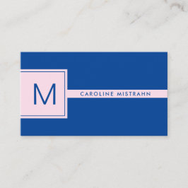 Preppy Monogram Rosa och Marinblå Professionell Visitkort