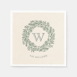 Preppy Monogram Sage Grönt WAN Pappersservett