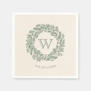 Preppy Monogram Sage Grönt WAN Pappersservett