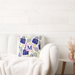 Preppy Monogram Tennis Navy Kudde
