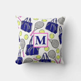 Preppy Monogram Tennis Navy Kudde