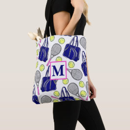 Preppy Monogram Tennis Navy Tygkasse