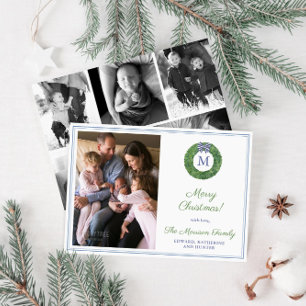 Preppy Monogram Wandeand Photo Collage jul Julkort