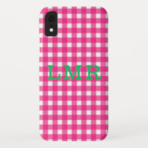 Preppy MonogramGinghamIPhone XR fodral