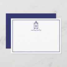 Preppy Monogrammed Pagoda Note Card