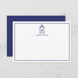 Preppy Monogrammed Pagoda Note Card Tack Kort