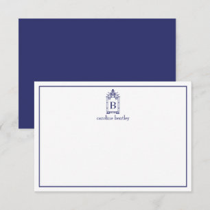 Preppy Monogrammed Pagoda Note Card Tack Kort