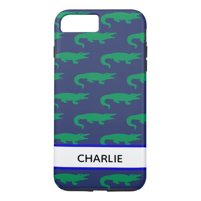 Preppy-monogrammerad alligator Case-Mate iPhone skal (Baksida)