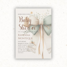 Preppy Natur Crème Salvia Lapptäcke Bow Babyshower