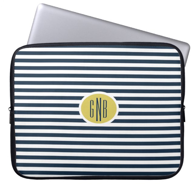 Preppy Nautical Monogram Computer Sleeve (Framsidan)