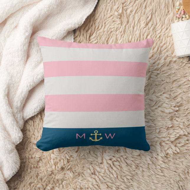 Preppy Nautical Monogram Dekorativ kudde (Filt)