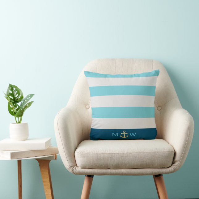 Preppy Nautical Monogram Dekorativ kudde (Stol)