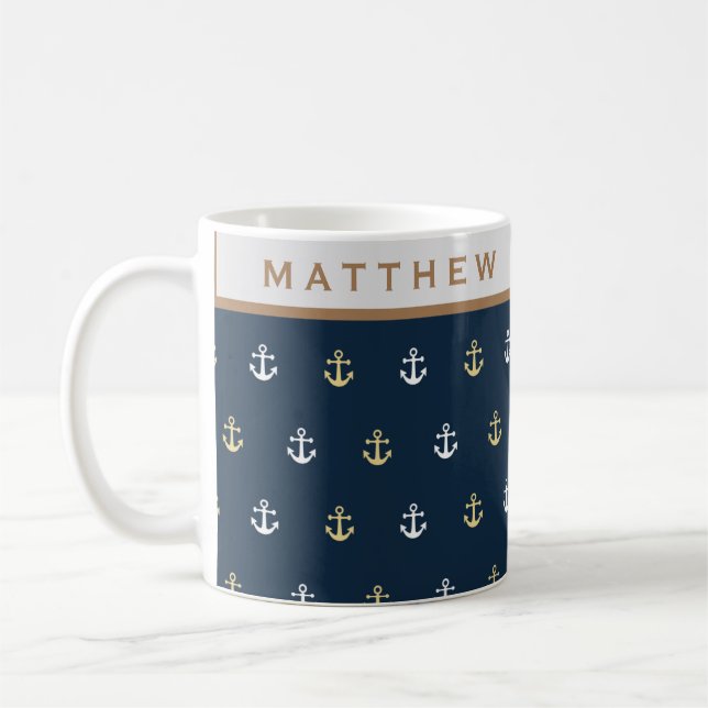 Preppy Nautical Monogram Kaffemugg (Vänster)